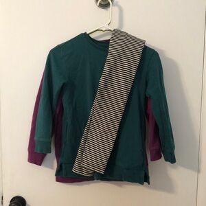 Set of 2 Primary Tunic Sweatshirts and pair of Striped Leggings